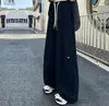 Pantalones de pierna ancha con bordado de letras seleccionadas cuidadosamente, nuevo estilo otoño e invierno para mujer, pantalones de pierna recta engrosados con felpa, cintura alta, adelgazantes, pantalones de pierna ancha de algodón Hua