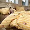 Juego de ropa de cama de cuatro piezas de gasa de doble capa transpirable 100% algodón Clase A, funda de edredón de algodón puro, juego de sábanas de tres piezas, juego de ropa de cama estilo ins