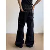 Jeans de Trabajo de Algodón con Diseño de Botones Retro Americano Outcast, Rodillas Dobles, Unisex, Rectos, Holgados, Casuales