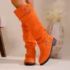 2025 Nuevas Botas de Montar Retro de Gran Tamaño para Mujer Otoño Tacón Grueso Botas Largas Ajustadas Vaquero Occidental Caballero
