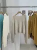 KEKEZOON Estilo Coreano Sencillo Versátil Otoño Invierno Cuello Redondo Color Sólido Suéter de Punto Manga Larga para Mujer 9350