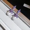 Brincos de Folha Pérola com Zircônia Microincrustada Estilo Francês para Mulheres, Design Exquisito e Luxuoso, Brincos Modernos e Versáteis