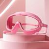 Óculos de natação de armação grande para crianças meninos e meninas impermeável anti-nevoeiro HD transparente protetor auricular silicone óculos de natação transparente