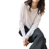 Top de Otoño Temprano Ins Camiseta Blanca de Manga Larga Estilo Coreano Holgada Cuello Redondo Combinable Color Sólido Camiseta Básica de Primavera y Otoño para Estudiantes
