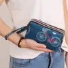 Bolsa de Celular Três Camadas Estampada da Moda, Carteira Longa, Clutch Horizontal, Porta-Moedas Portátil, Bolsa de Mão Que Cabe um Celular Grande