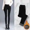 Jeans de Cintura Alta con Forro Polar Pantalones Skinny de Invierno para Mujer Ropa Exterior Pantalones Gruesos Pantalones Lápiz Ajustados Elásticos para Mujer