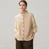 Chaleco de cachemira grueso para mujer sin mangas, cuello semialto, color liso, estilo casual, de un solo botón, para superponer, otoño e invierno