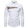 Nova Camisa Masculina da Amazon Tamanho Europeu Estampa Paisley Design Color-Blocking Casual Manga Longa Top Masculino