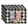 Jogos Americanos de Coelho da Páscoa Transfronteiriços Decoração de Mesa para Festa de Feriado Jogos Americanos de Mesa Linho Estampado Tapetes de Isolamento Térmico Atacado