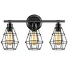 Luminária de Parede de Ferro Estilo Industrial Vintage, Design de Gaiola de Pássaro Preta, Luz Frontal com Espelho, Luminária de Parede para Banheiro, Luminária de Parede Decorativa para Corredor