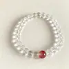Pulsera de cristal con múltiples cuentas, cristal natural, piedra lunar gris, cristal de rutilo, pulsera y collar de múltiples vueltas para mujer, doble uso, sensación de alta gama