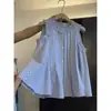 Camisola de Encaje a Cuadros con Volantes Elegantes Estilo Coreano para Mujer Camisa sin Mangas de Verano Diseño de Nicho Top Corto