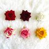 Rosa de esquina de franela de simulación, diámetro de 6 cm, pequeña cabeza de rosa de cuerno, accesorios de bricolaje, flores falsas, flores decorativas de pared