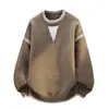 2026 Novo Suéter de Tricô Blusão Color Block Gola Redonda Masculino Outono/Inverno Malha Tamanho Grande Moda Casual Camisa Básica
