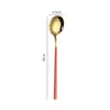 Celebridade da Internet ins Colher Redonda de Aço Inoxidável Colher Criativa Estilo Coreano Jingle Colher Doméstica de Cabo Longo para Arroz Colher para Sobremesa Café Presente