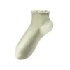 Calcetines con Bordes Fruncidos para Mujer, Temporada de Otoño, Algodón de Xinjiang, Blanco, Versátiles, Calcetines Cortos Sin Costuras, Anti-Pilling, Calcetines de Caña Corta, Estilo Nuevo, Al por Mayor