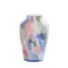 Jarrón de Vidrio Artístico Acuarela Clásica, Lujo Accesible y Flores Levantadas con Esmalte Francés de Gama Alta, Adornos de Decoración para Sala de Estar