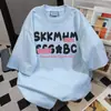 Camiseta de Verão Estilo College Gola Redonda Solta Manga Curta Unissex Letra da Marca Ins Versátil Tendência Oversize
