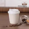 Taza de Café Desechable con Tapa, Taza para Té de Leche de Soya, Taza de Papel Kraft, Taza Comercial para Llevar, Taza de Papel para Bebidas Calientes