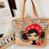 Bolso de Hombro Nuevo Estampado, Bolso de Lona para Mujer de Mano, Bolso Tote Estilo Coreano de Gran Capacidad, Bolso Artístico para Estudiante