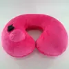 Almohada en forma de U con válvula de inflado de botón, con una suave cubierta de terciopelo de cristal, una almohada de viaje y un núcleo de PVC, lo que la convierte en un cojín portátil para exteriores.