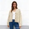 Suéter Tejido Moda Mujer 2026 Otoño Cárdigan de Punto Trenzado Corto Estilo Japonés Holgado Grueso Cárdigan Intelectual