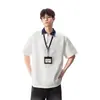 Camisa Polo Manga Curta com Gola Masculina Marca Moderna Verão Camiseta Solta Moda 2026 Simples Versátil Camiseta Top Casual