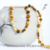 Collar de Oro Chapado con Ojo de Tigre y Perlas Estilo Mismo que Puzuo para Mujer, Cadena de Suéter en Capas con Cuentas Vintage Francés Maillard