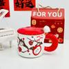 Taza de Cerámica para Pastel de Alto Valor Estético, Taza Linda de Dibujos Animados para Niñas, Juego de Tazas con Tapa para el Hogar, Taza de Café, Caja de Regalo