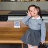 Weimu Moda Infantil Conjunto de Outono para Meninas Saia Casual Estilo Academia Xadrez Camisa Infantil Saia Plissada Roupas de Bebê Classe A