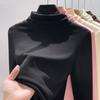 Camada Base Feminina com Gola de Pelo Outono/Inverno 2026 Camiseta Feminina de Manga Longa Top Quente em Lã Térmica Dupla Face