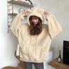Moletom Feminino Outwear Solto Manga Longa Outono e Inverno Veludo Espessado Top Cor Pura Pelúcia