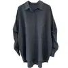 Camisa de Cuadros Talla Grande para Mujer, Top Holgado de Manga Larga de Longitud Media con Nuevo Diseño de Espiga para Primavera y Otoño, Lista para Enviar