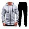 Novo Suéter Casual com Zíper e Capuz Jaqueta Cardigan Liso Masculino Conjunto
