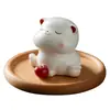 Gatinho de Porcelana Branca Porta Incenso para Interior Aromaterapia para Casa Ornamentos Animal de Estimação de Chá Acessórios para Cerimônia do Chá Cerâmica Fofa e Requintada para Brincar com Chá