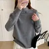 Suéter de Punto Canalé con Cuello Alto y Flores Bordadas Tridimensionales Estilo Chanel para Mujer, Súper Elegante, Corte Holgado, Adelgazante, Cómodo, Perfecto como Capa Base
