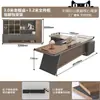 Escritorio ejecutivo de lujo ligero, diseño minimalista y moderno, que irradia una sensación de alta gama, adecuado para gerentes y CEOs, escritorio pequeño para una persona con un mueble lateral