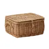 Cesta de Almacenamiento de Ratán Personalizada con Tapa, Caja de Almacenamiento de Mimbre, Cesta Organizadora de Gran Capacidad para Ropa y Juguetes del Hogar