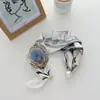 2025 Novo Lenço Cachecol de Pérolas Verão Versátil Artefato Fivela Magnética Faixa de Cabelo Protetor de Pescoço Acessório à Prova de Vento Lenço de Seda