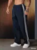 Pantalones Deportivos para Hombre Youngla con Doble Raya Estampada Pantalones Casuales Gimnasio Deporte Fitness Cintura Media Pierna Recta