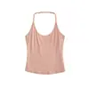 Top Regata Sexy Gola U e Alça no Pescoço Estilo Europeu e Americano, Novo Top Básico Curto Slim Fit Cor Sólida Menina Apimentada para Mulheres