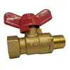 Manija de disco de rosca interna y externa de 4 puntos engrosada, válvula de bola de cobre, 2 puntos, 3 puntos, DN15, manija de mariposa, válvula de paso directo, válvula de gas, interruptor de válvula de agua