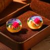 Brincos de esmalte francês vintage nicho alta série de pintura a óleo brincos de pérolas naturais nicho brincos de agulha de prata atacado