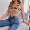 Gran Venta 2024 Verano Color Contraste Botón Sin Mangas Ombliguera Suéter Top de Vacaciones Ropa de Mujer Transfronteriza de Amazon