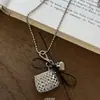 Bolsa de Coração de Tricô Colar de Laço Ins Moda Simples Versátil Corrente para Clavícula Nicho Corrente de Suéter de Alta Qualidade
