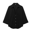 Exportación Transfronteriza Ropa de Mujer 2025 Verano Estilo Europeo y Americano Solapa Manga Larga Color Puro Suelto Manga Ancha Camisa Tops para Mujer A67928