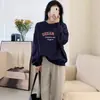 Sudadera Redonda con Estampado de Letras Bf High Street Americano para Mujer Nueva Otoño e Invierno Estilo Coreano Perezoso Forrada de Polar Versátil Holgada