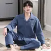 Pijama de hombre otoño e invierno cálido sándwich engrosado manga larga algodón talla grande prenda exterior ropa de casa traje fino acolchado