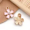30 Rosado Aceite Goteo Simulación Flor de Cerezo Margarita Aleación Colgante Colgante DIY Pulsera Llavero Accesorios