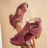 Zapatos de Mujer de Talla Grande para Comercio Exterior Europeo y Americano en Stock Nuevos de Verano 2025 Sandalias de Tacón Alto Grueso con Agujeros y Punta Abierta para Mujer al por Mayor